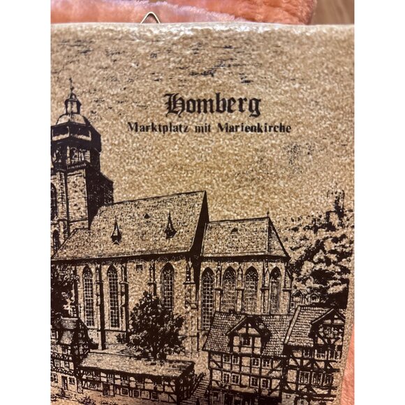 Vintage Homberg Wall Tile With Marketplatz mit Marienkirche Scene church Germany - Picture 2 of 7